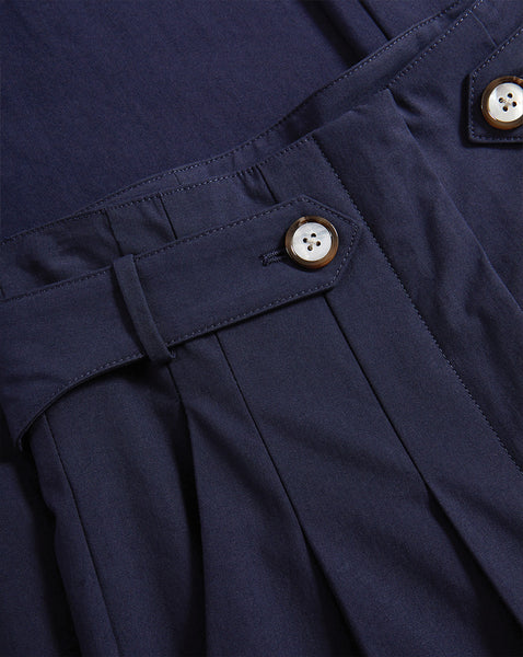 Veronica Beard Navy blue pleated trousers with belt loops and
