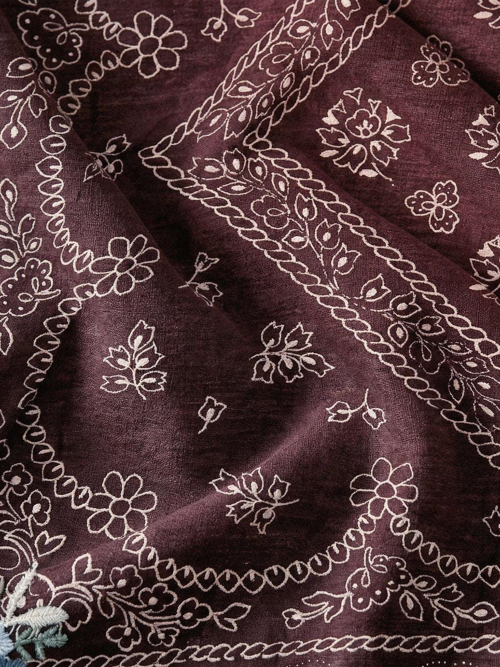 Veronica Beard Embroidered Bandana - Raisin Dove