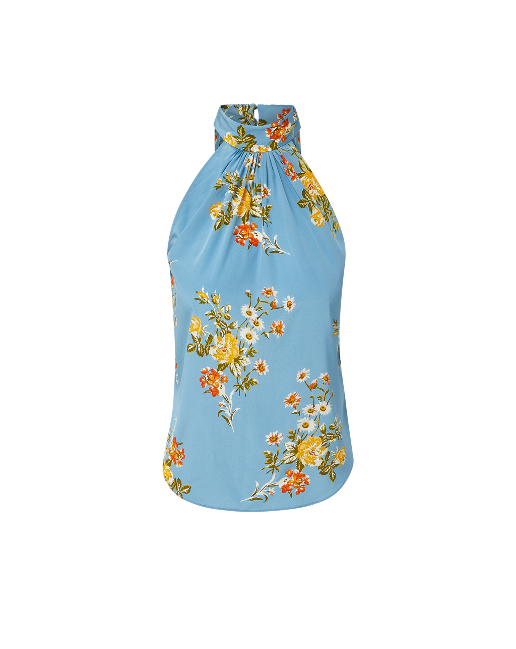 Veronica Beard Blue floral halter neck top
