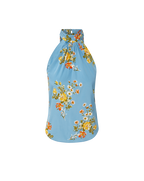 Veronica Beard Blue floral halter neck top