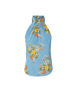 Veronica Beard Blue floral halter neck top