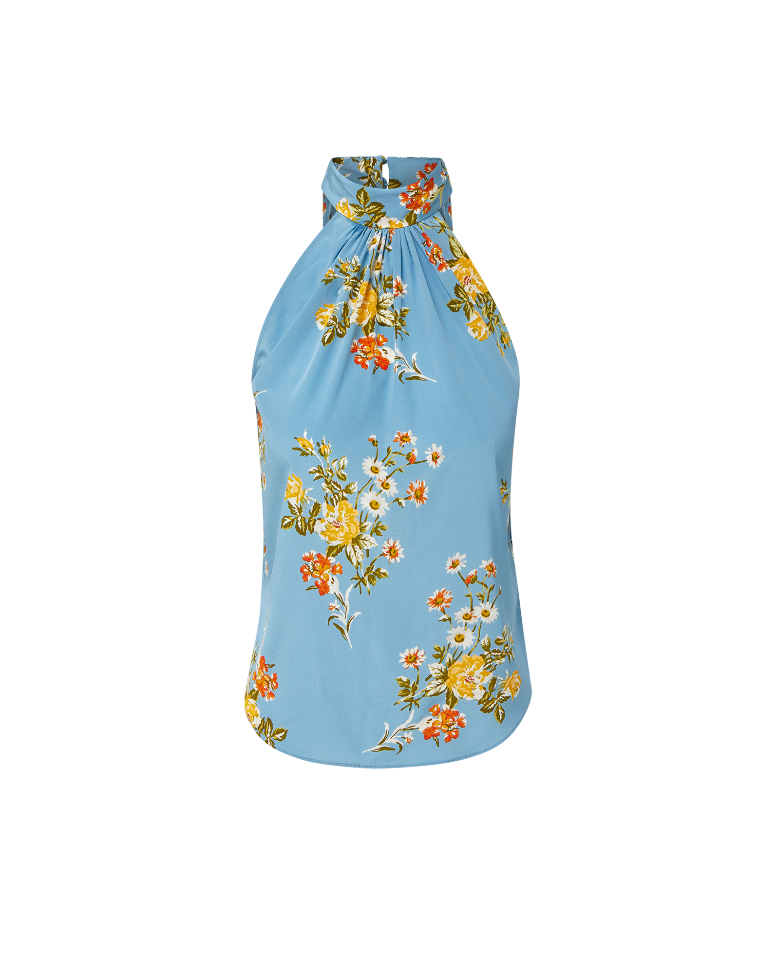 Veronica Beard Blue floral halter neck top