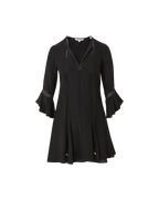 Veronica Beard Black mini dress with bell sleeves and lace