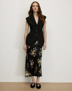 Veronica Beard Black vest, tailored, sleeveless, with two buttons.