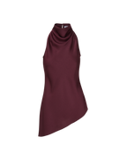Veronica Beard Burgundy satin cowl neck asymmetrical top