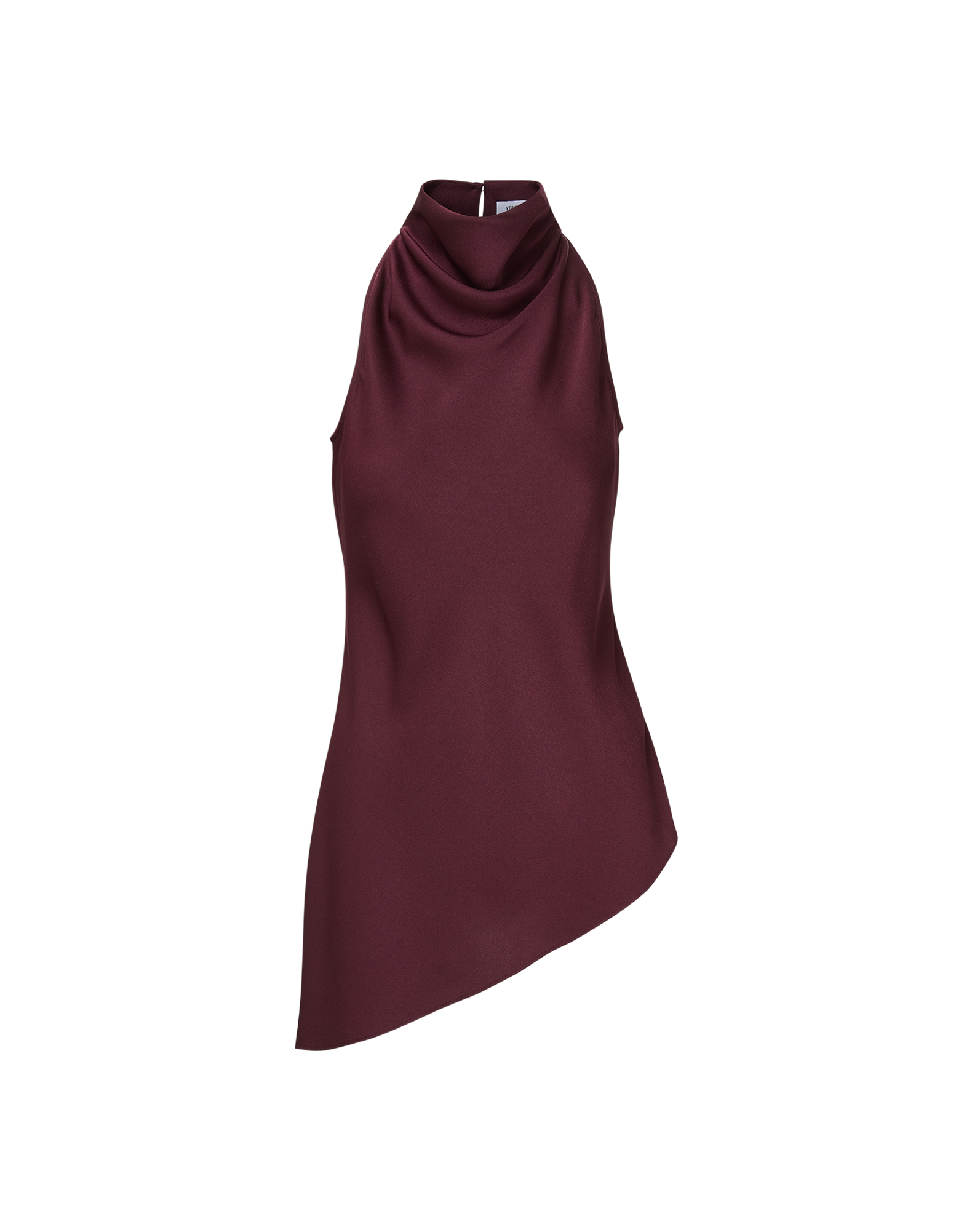 Veronica Beard Burgundy satin cowl neck asymmetrical top