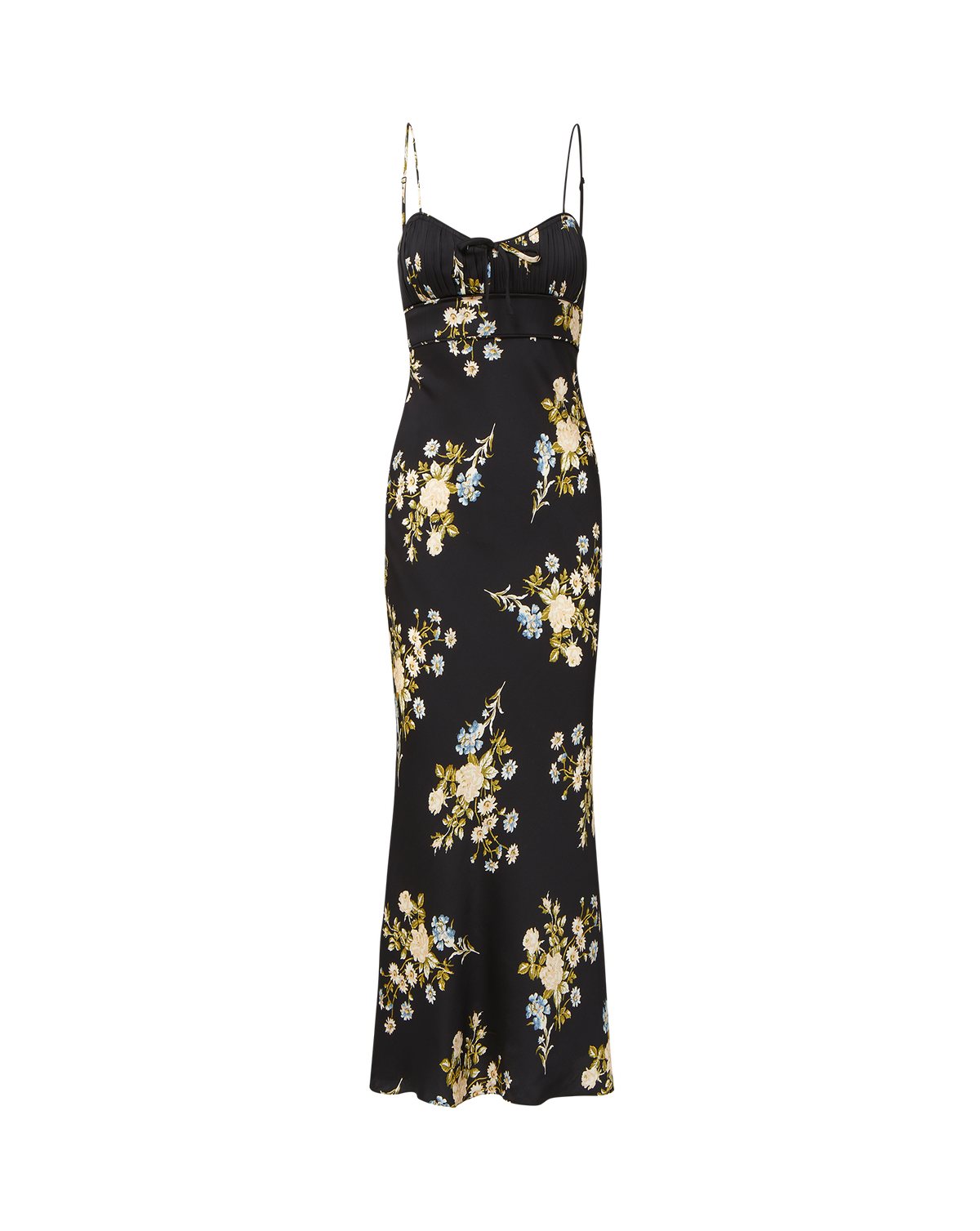 floral maxi slip dress Veronica Beard Kieren | Black Multi Spaghetti strap maxi dress Camel Knitted Button Front Color:Nude Blue houndstooth dress