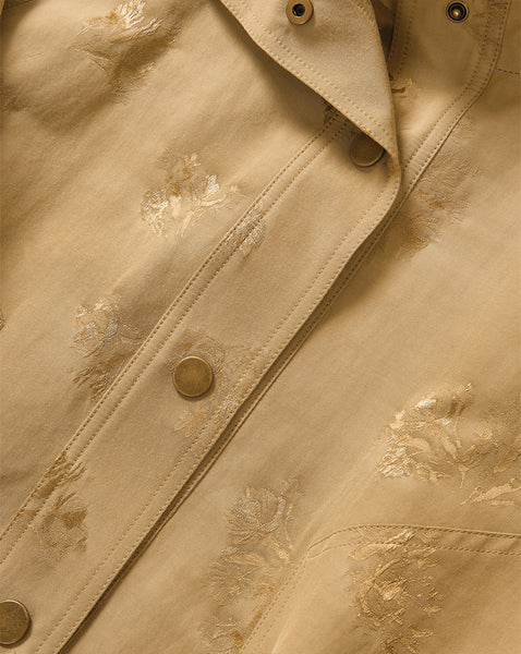 Veronica Beard Tan floral jacquard jacket with snap buttons