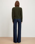 Veronica Beard Green knit sweater with puff sleeves.