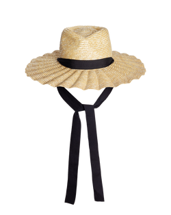 Veronica Beard Straw sun hat with black ribbon