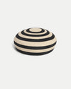Veronica Beard Black and beige striped woven straw hat.