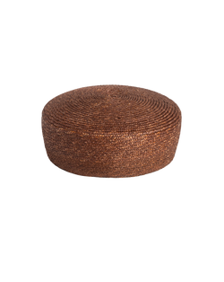 Veronica Beard Brown woven round ottoman.