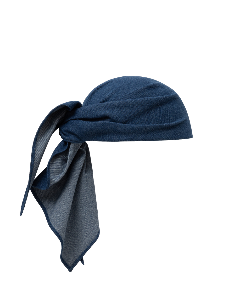 Veronica Beard Blue bandana, tied, with a gray underside.