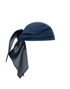 Veronica Beard Blue bandana, tied, with a gray underside.