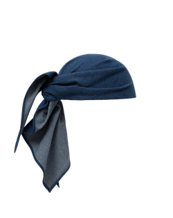 Veronica Beard Blue bandana, tied, with a gray underside.