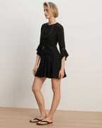 Veronica Beard Black mini dress with bell sleeves and lace
