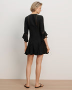 Veronica Beard Black mini dress with bell sleeves and lace