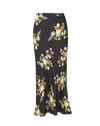 Veronica Beard Black floral maxi skirt with a black t-shirt.