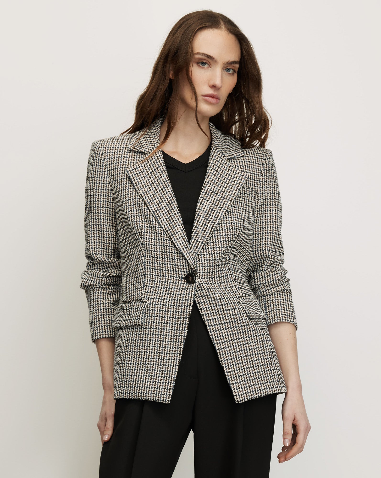 Healy Houndstooth Dickey Jacket in Navy Multi | Veronica Beard