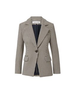 Veronica Beard Healy Houndstooth Dickey Jacket - Navy Multi