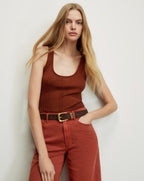 Veronica Beard Brown ribbed knit tank top