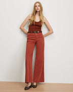 Veronica Beard Brown ribbed tank top and rust wide-leg jeans