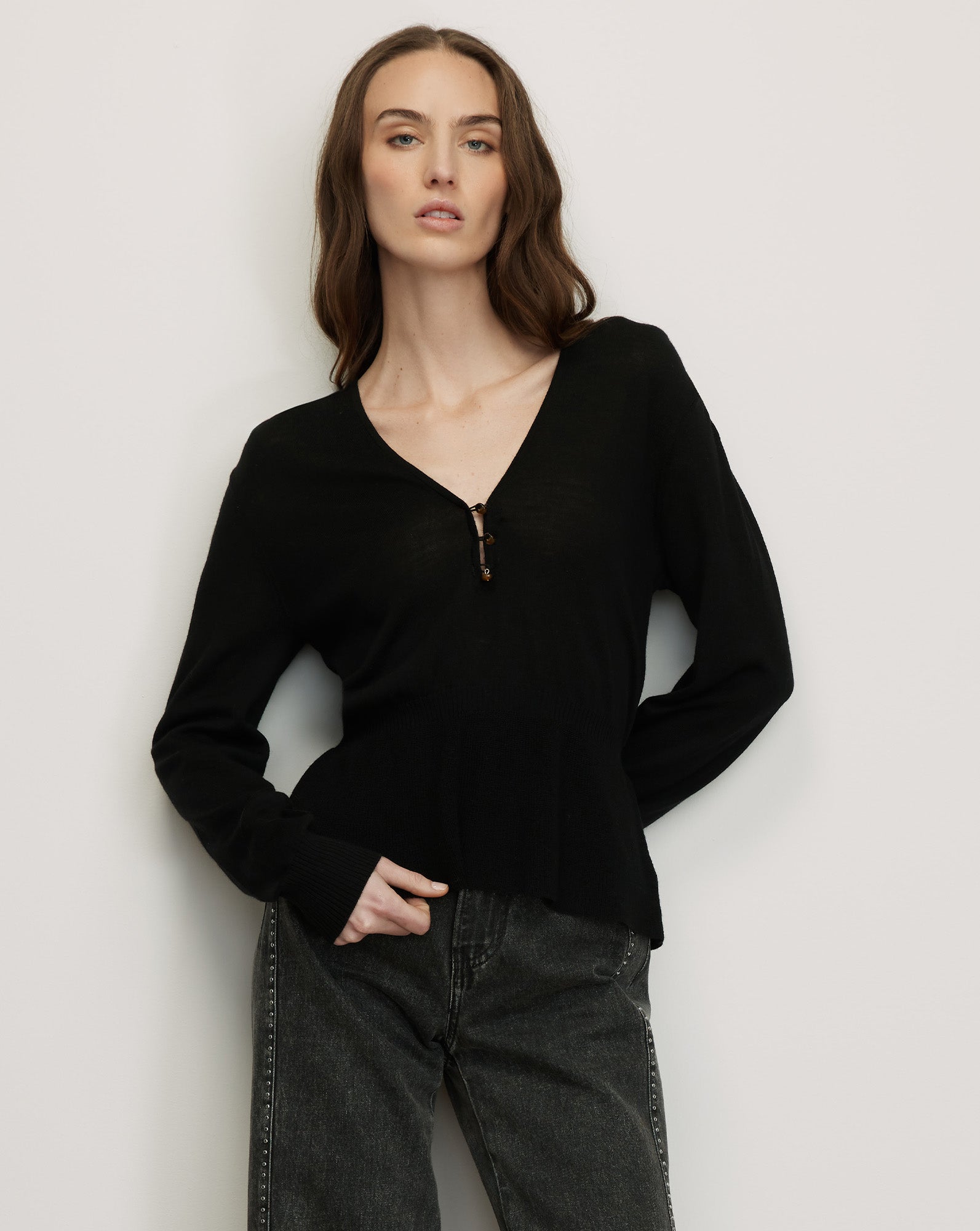 Veronica Beard Zainen Merino Wool Pullover - Black