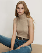 Veronica Beard Mazzy Cashmere Sleeveless Sweater - Oatmeal