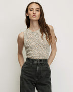 Veronica Beard Jerrel Cropped Knit Tank Top - Dove White Multi