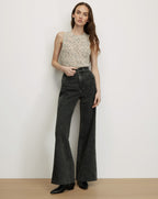 Veronica Beard Jerrel Cropped Knit Tank Top - Dove White Multi
