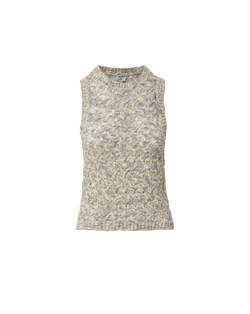 Veronica Beard Jerrel Cropped Knit Tank Top - Dove White Multi