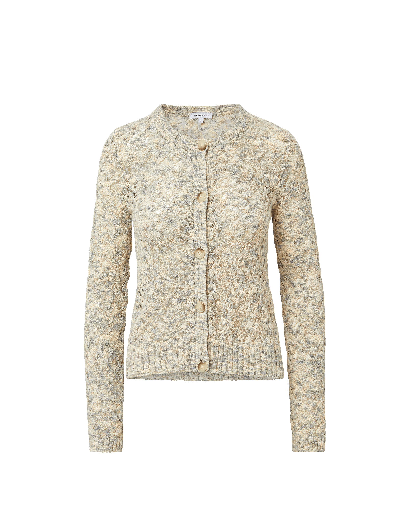 Veronica Beard Drummond Pointelle Cardigan - Dove White Multi