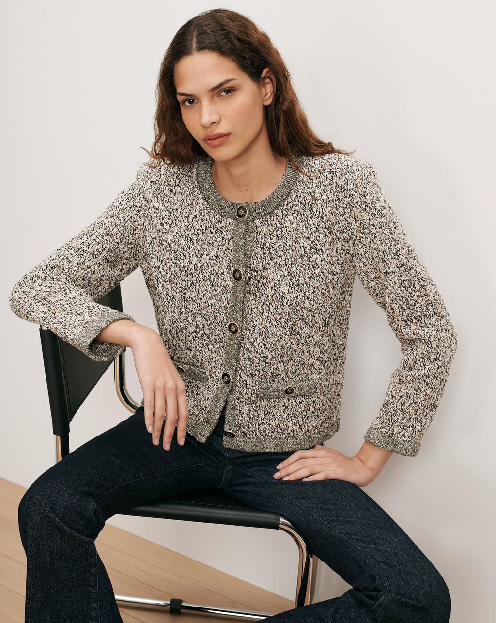 Veronica Beard Rexton Cardigan - Dove Multi