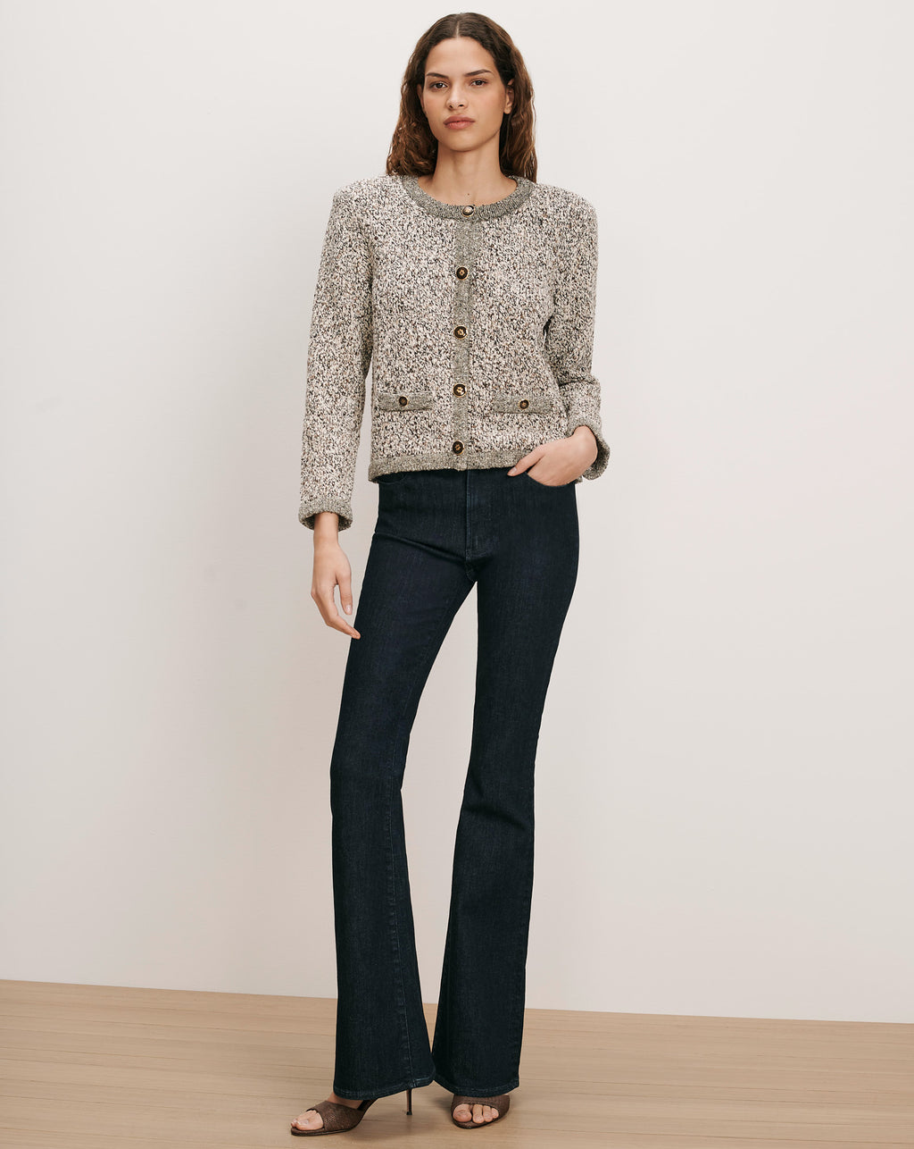 Veronica Beard Rexton Cardigan - Dove Multi