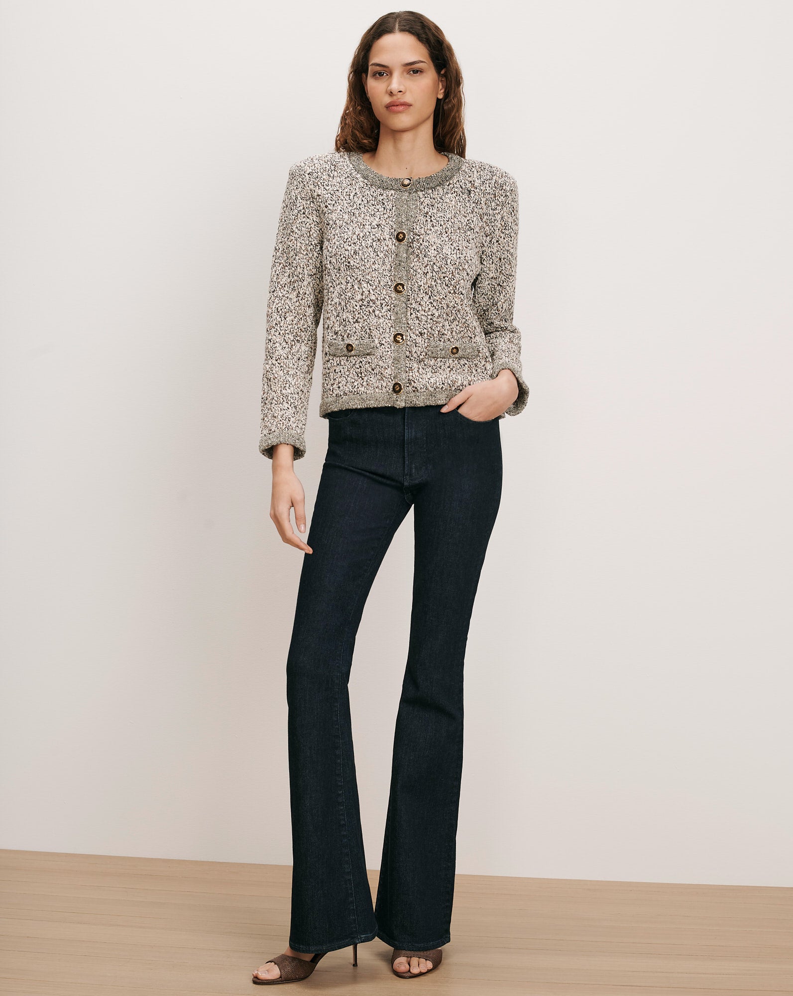 Veronica Beard Rexton Cardigan - Dove Multi