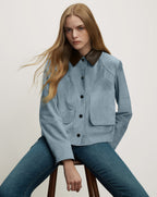 Veronica Beard Walters Suede Jacket - Blue Steel