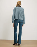 Veronica Beard Walters Suede Jacket - Blue Steel