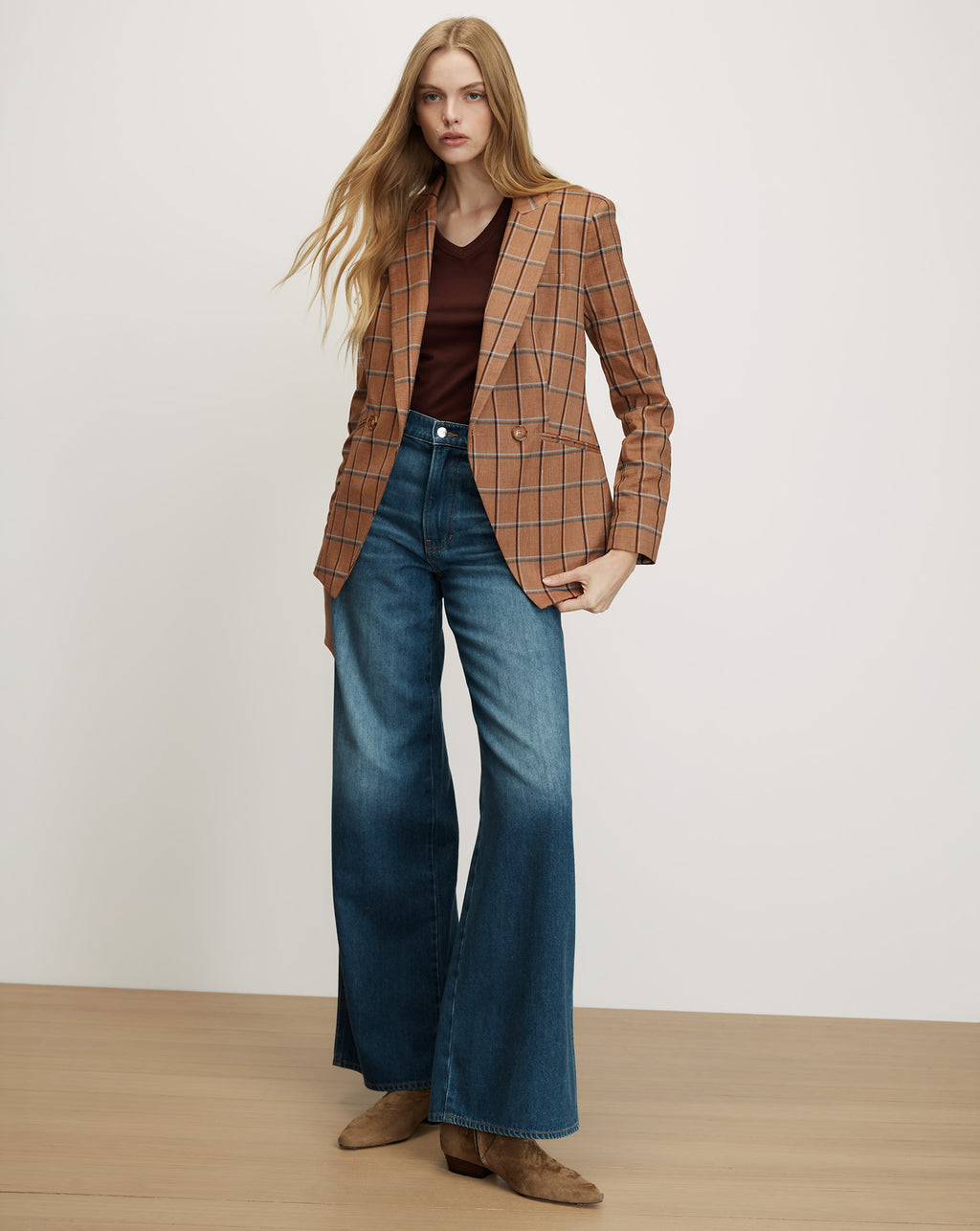 Veronica Beard Rickie Plaid Dickey Jacket - Ochre Multi