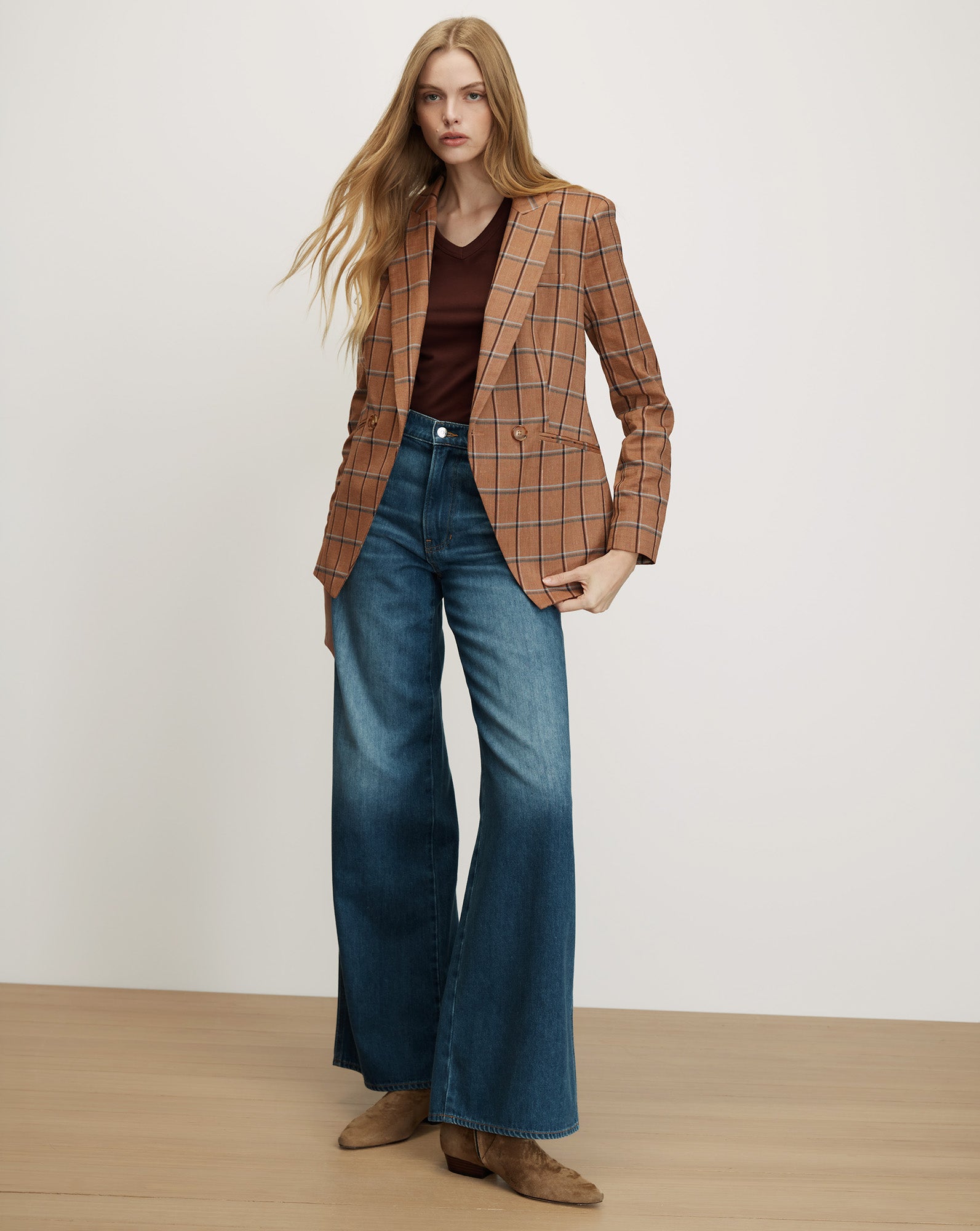 Veronica Beard Rickie Plaid Dickey Jacket - Ochre Multi
