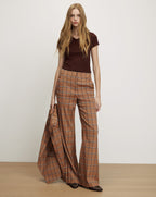 Veronica Beard Tonelli Plaid Wide-Leg Pant - Ochre Multi