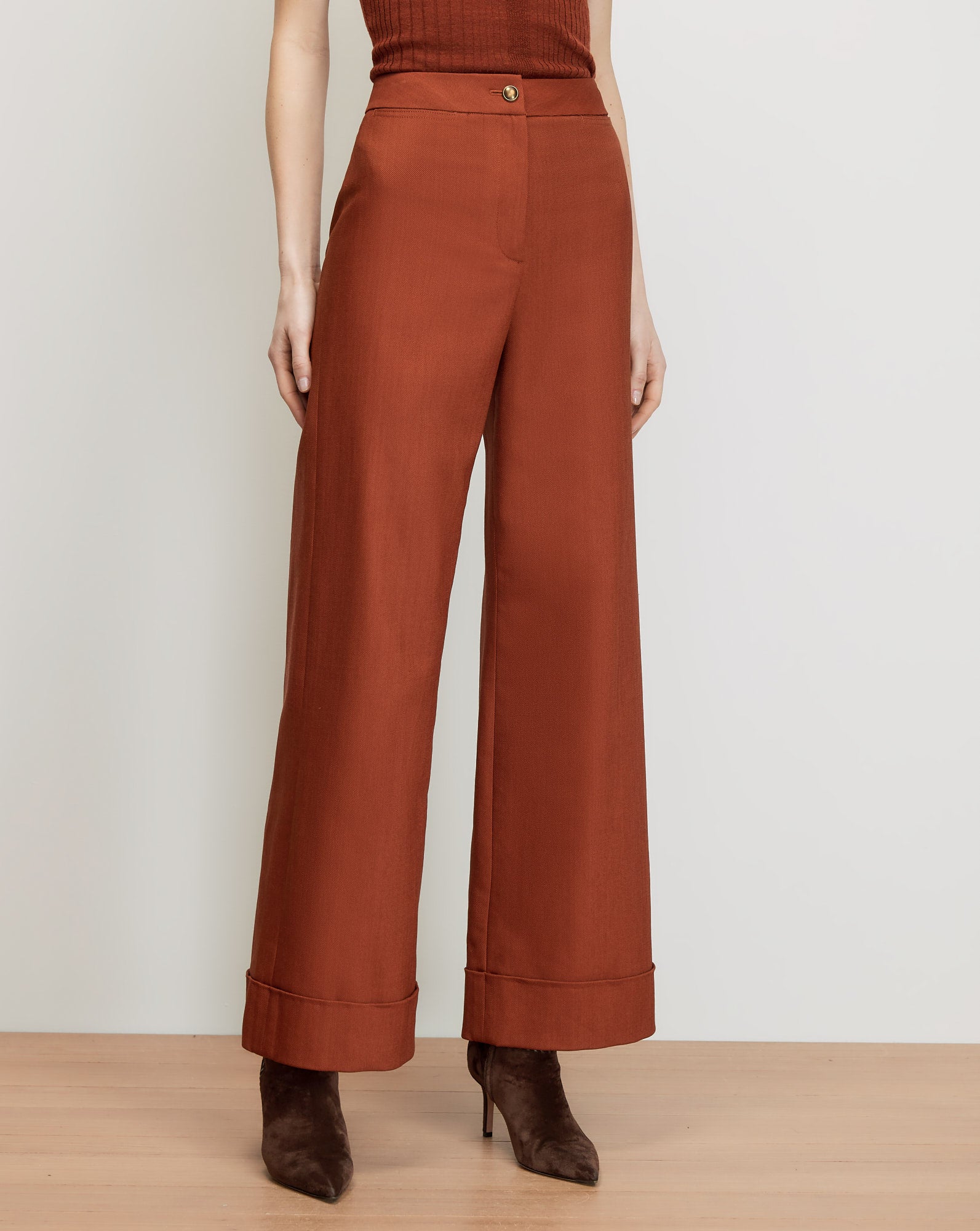 Darrell Wide-Leg Pant in Rust | Veronica Beard