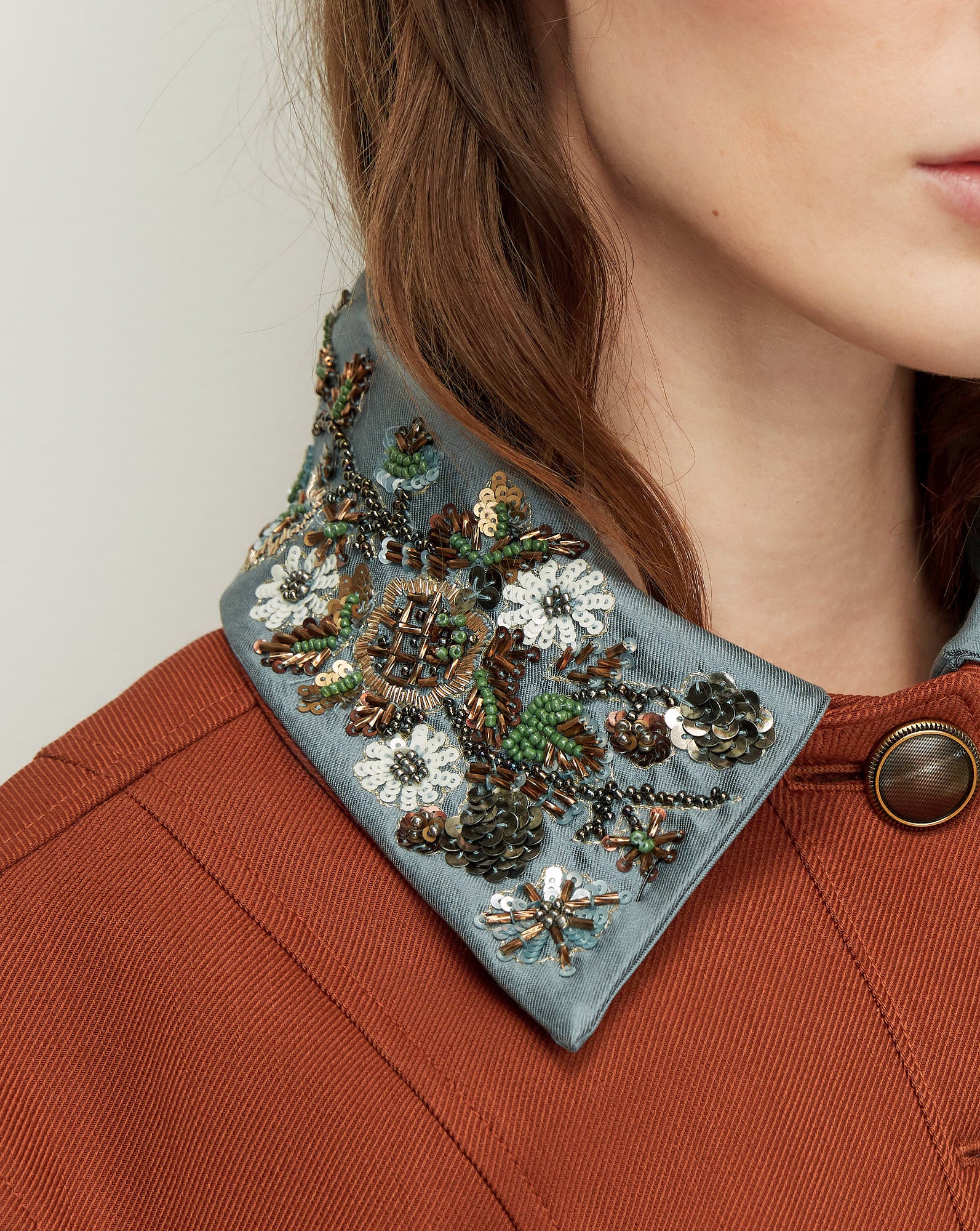 Veronica Beard Laramie Removable-Collar Dickey Jacket | Rust