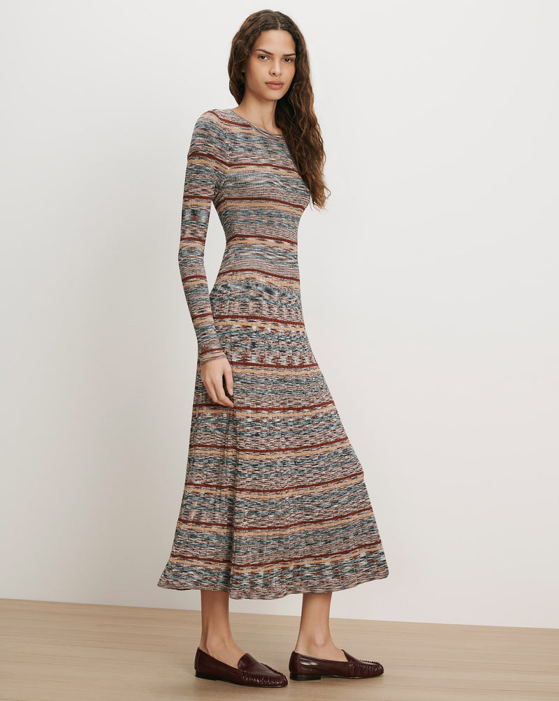 Veronica Beard Striped knit midi dress with long sleeves