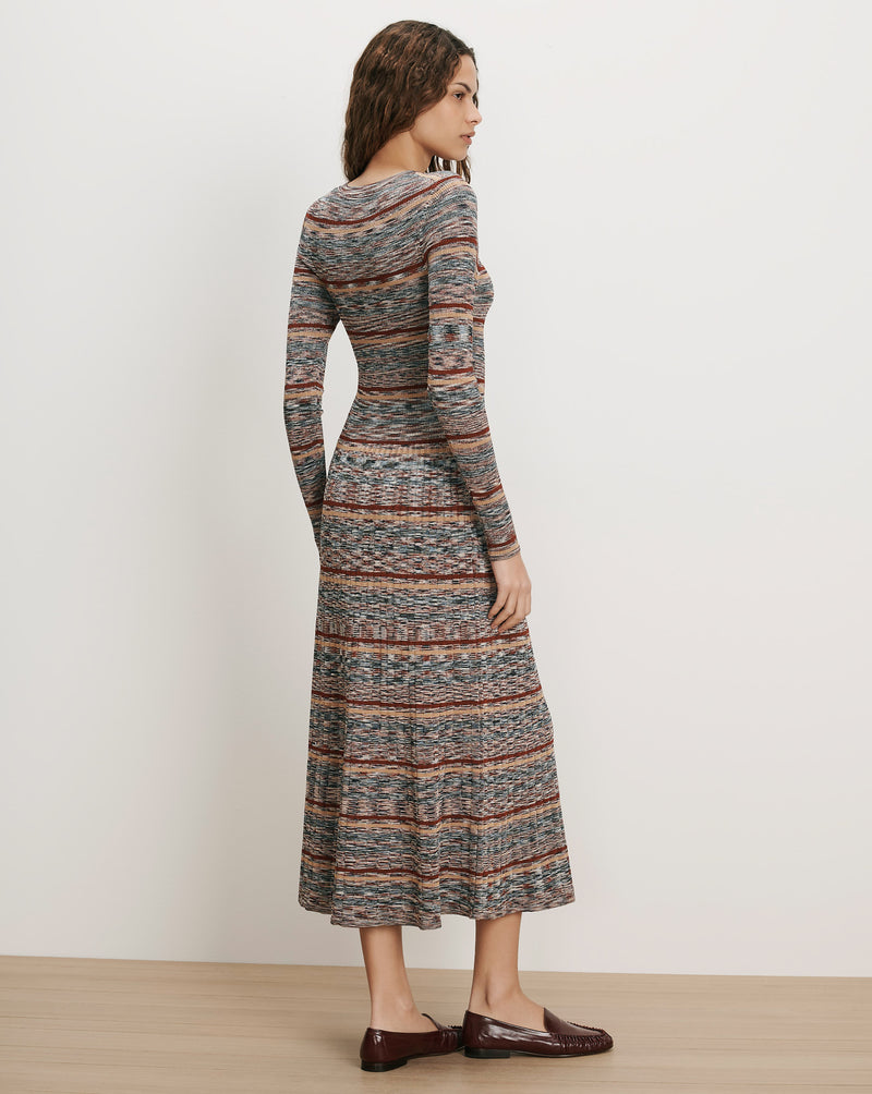 Veronica Beard Striped knit midi dress with long sleeves.