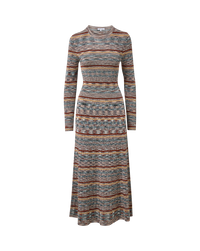 Veronica Beard Striped knit midi dress with long sleeves.