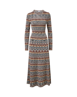 Veronica Beard Striped knit midi dress with long sleeves.