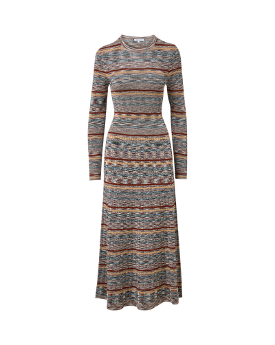 Veronica Beard Striped knit midi dress with long sleeves.