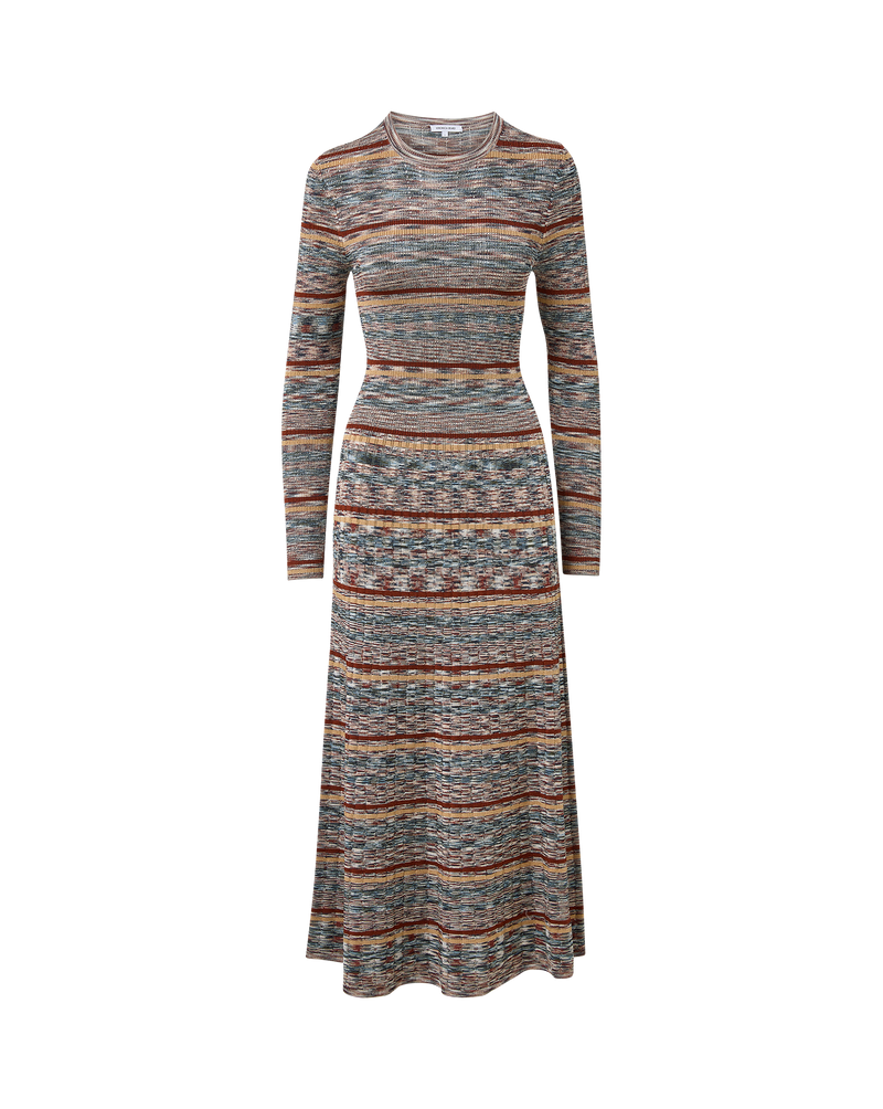 Veronica Beard Striped knit midi dress with long sleeves.
