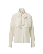 Veronica Beard Cream silk blouse with pussy bow and long sleeves.