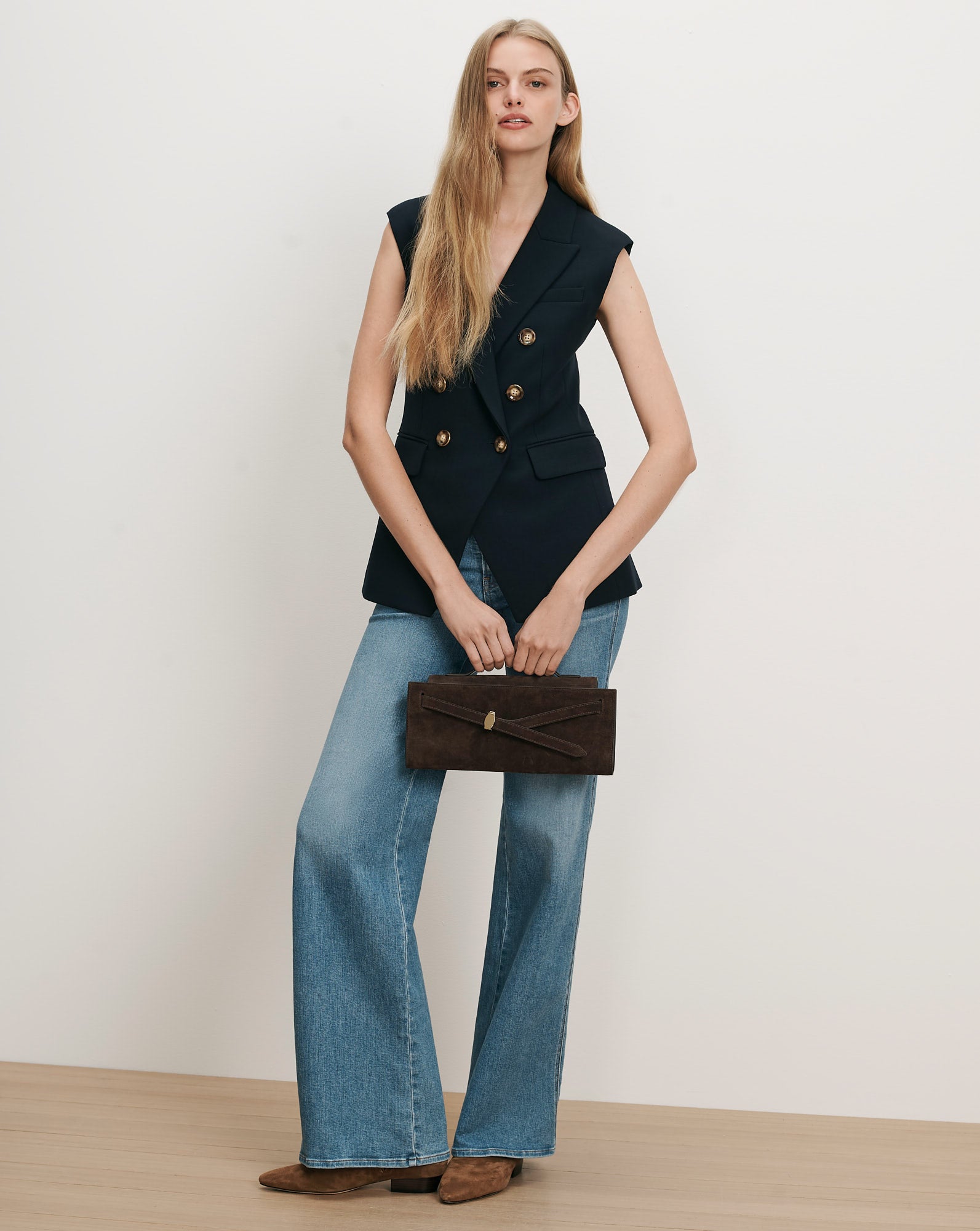 Miller Tailored Vest in Navy | Veronica Beard